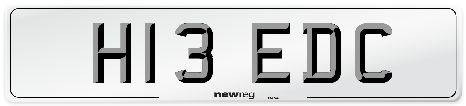 H13 EDC Number Plate from New Reg